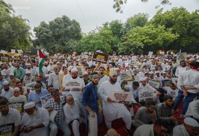 Thousands Rally in Delhi Demanding Ceasefire, Condemning Israeli Strikes on Gaza