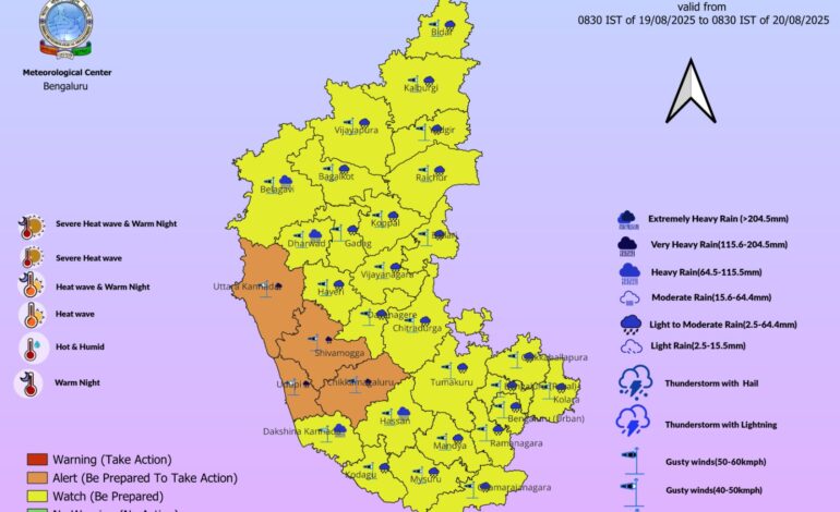 Weather Alert: Yellow Warning Issued for Coastal and North Interior Karnataka