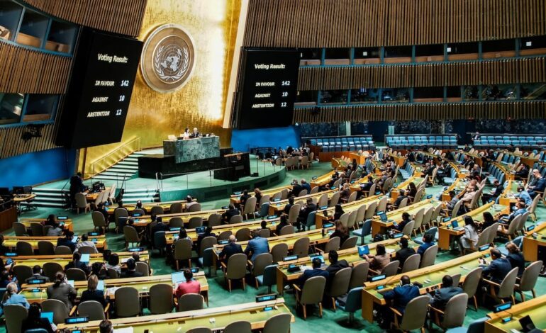UN overwhelmingly endorses declaration on two-state solution for Israel, Palestinians
