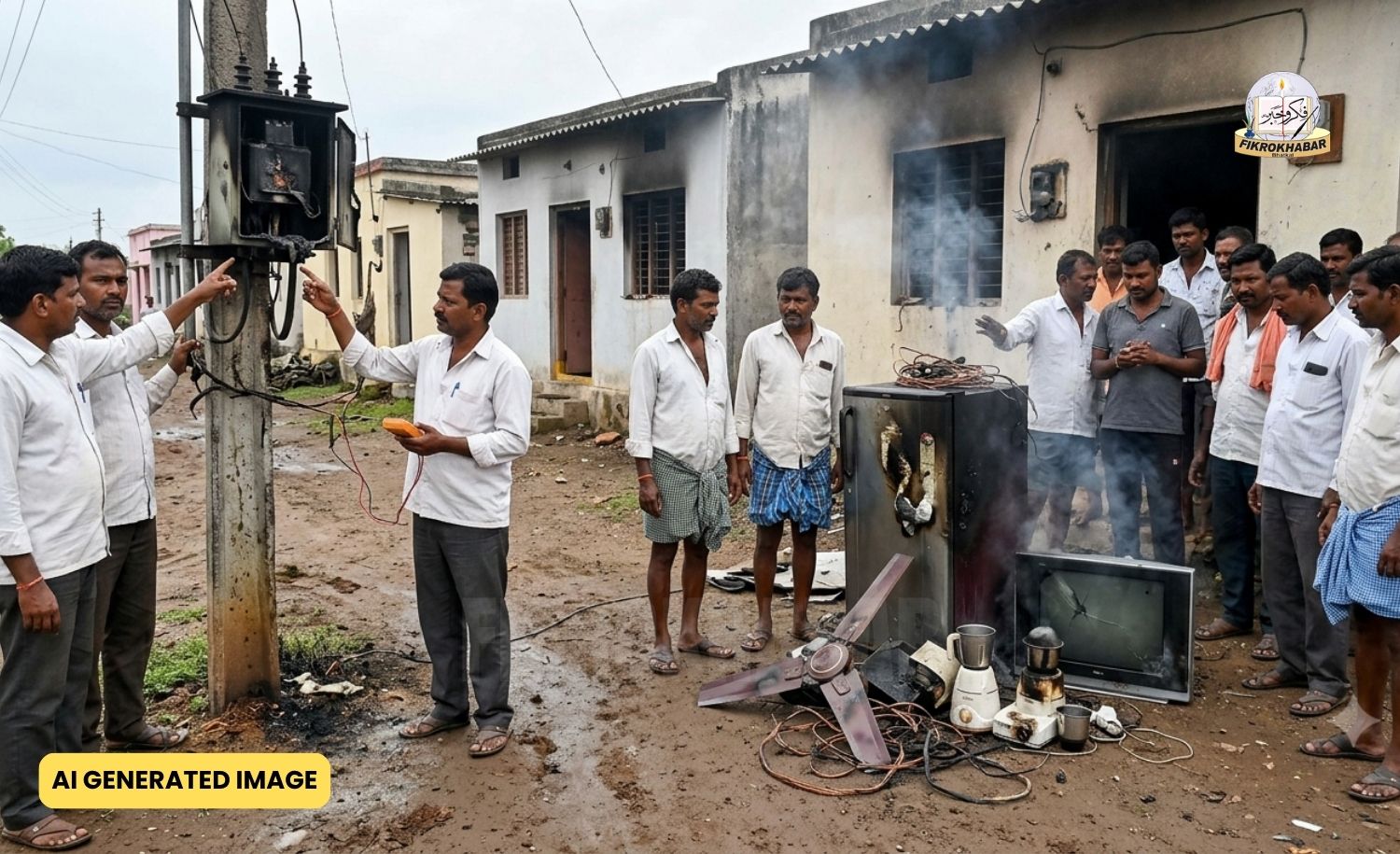 High-Voltage Power Surge Damages Household Appliances in Shirwad; Losses Worth Lakhs Reported