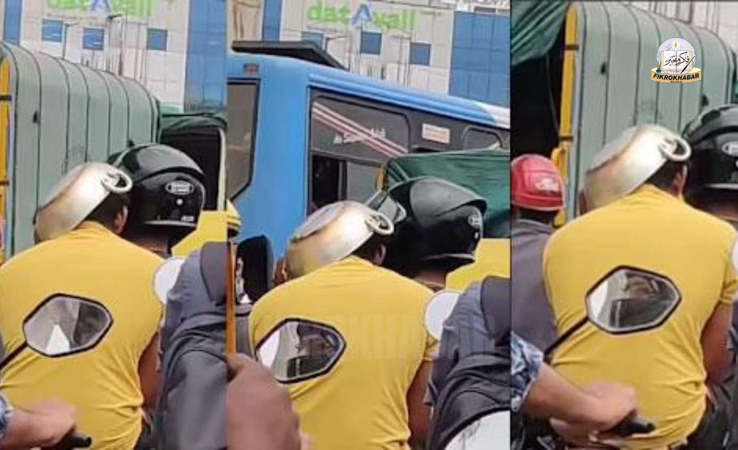 Bengaluru Biker Wears Cooking Pot as Helmet to Dodge Traffic Fine