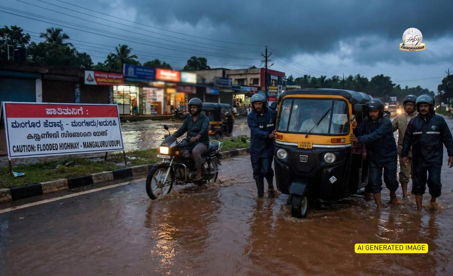 Sudden Heavy Rains Batter Dakshina Kannada and Udupi Districts, Highway Flooded