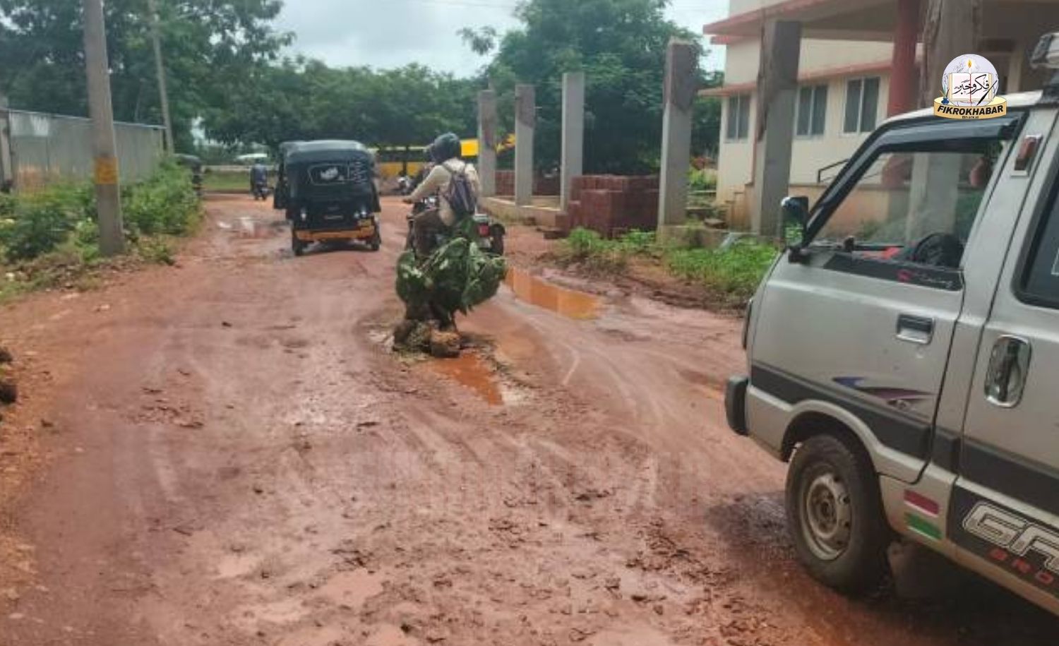 Bhatkal Residents Protest Poor Hospital Road Condition by Planting Saplings in Potholes