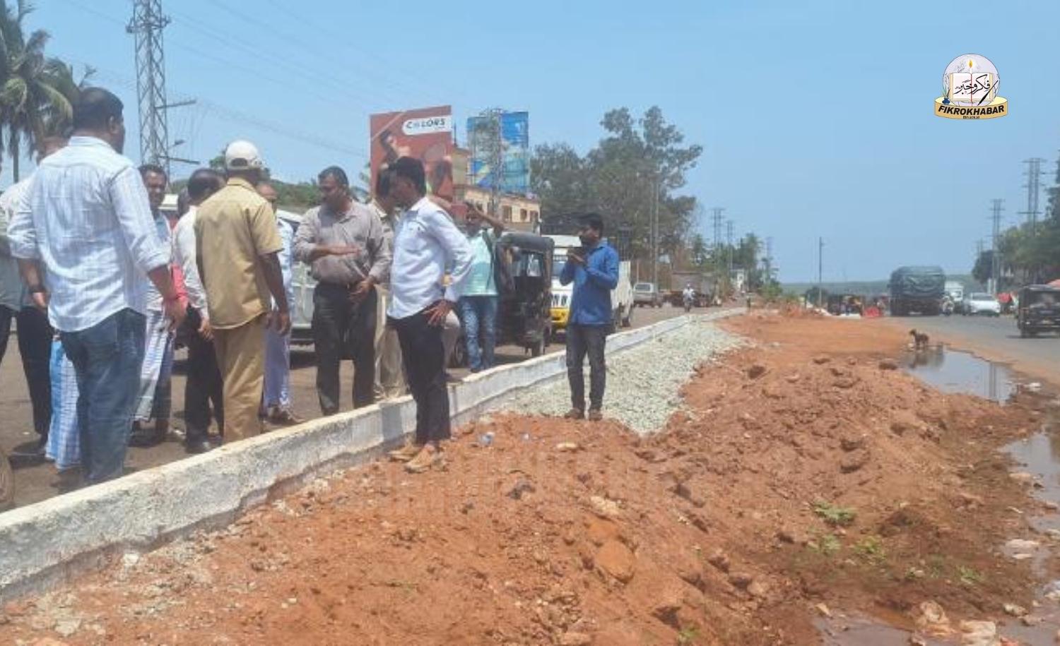 Authorities Inspect Incomplete Highway Work and Drainage Issues in Bhatkal Amid Public Anger