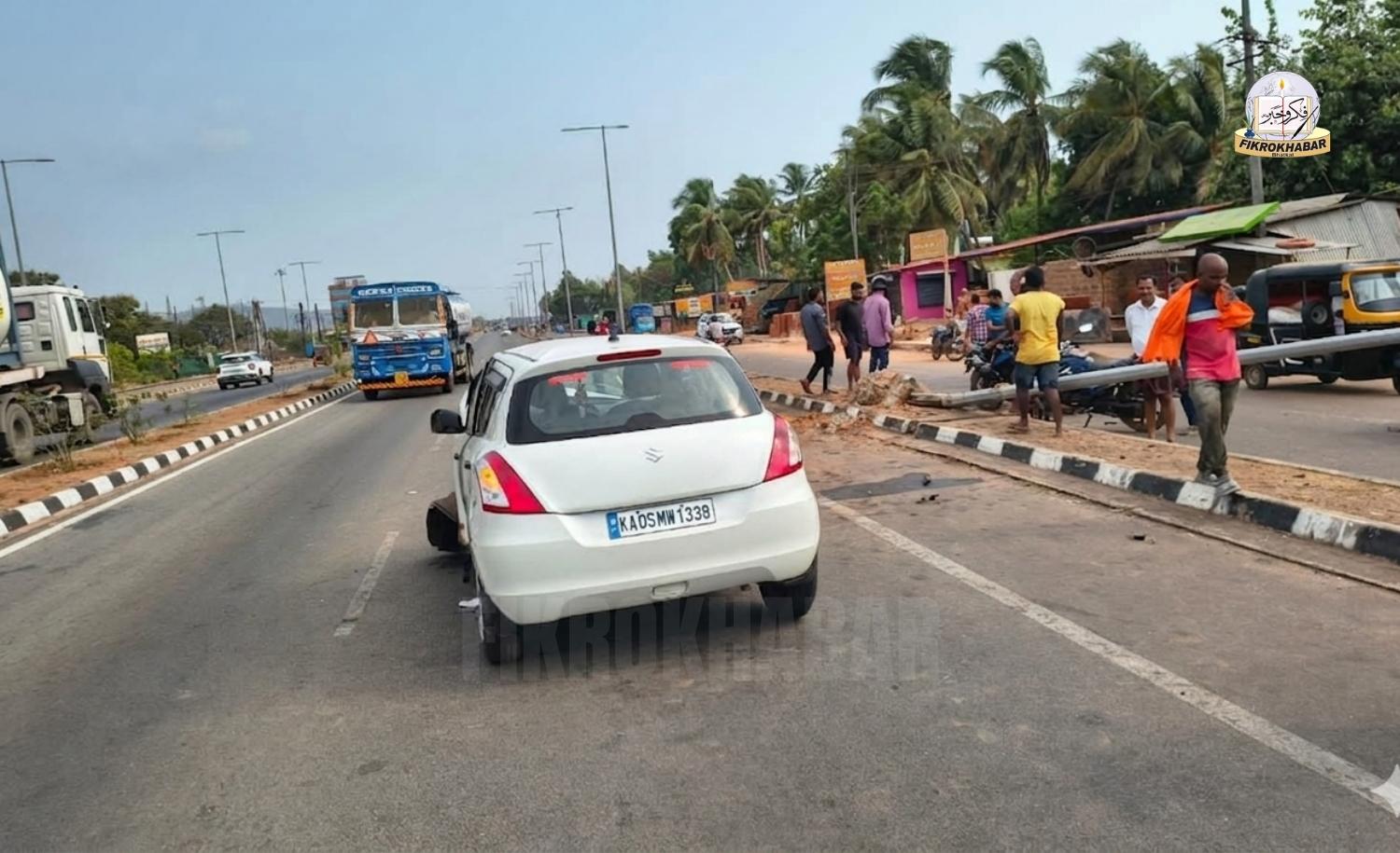 Ex Serviceman Killed After Car Crashes Into Electric Pole on National Highway in Murdeshwar
