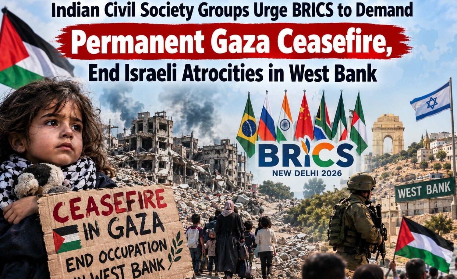 Indian Civil Society Groups Urge BRICS to Push for Permanent Gaza Ceasefire