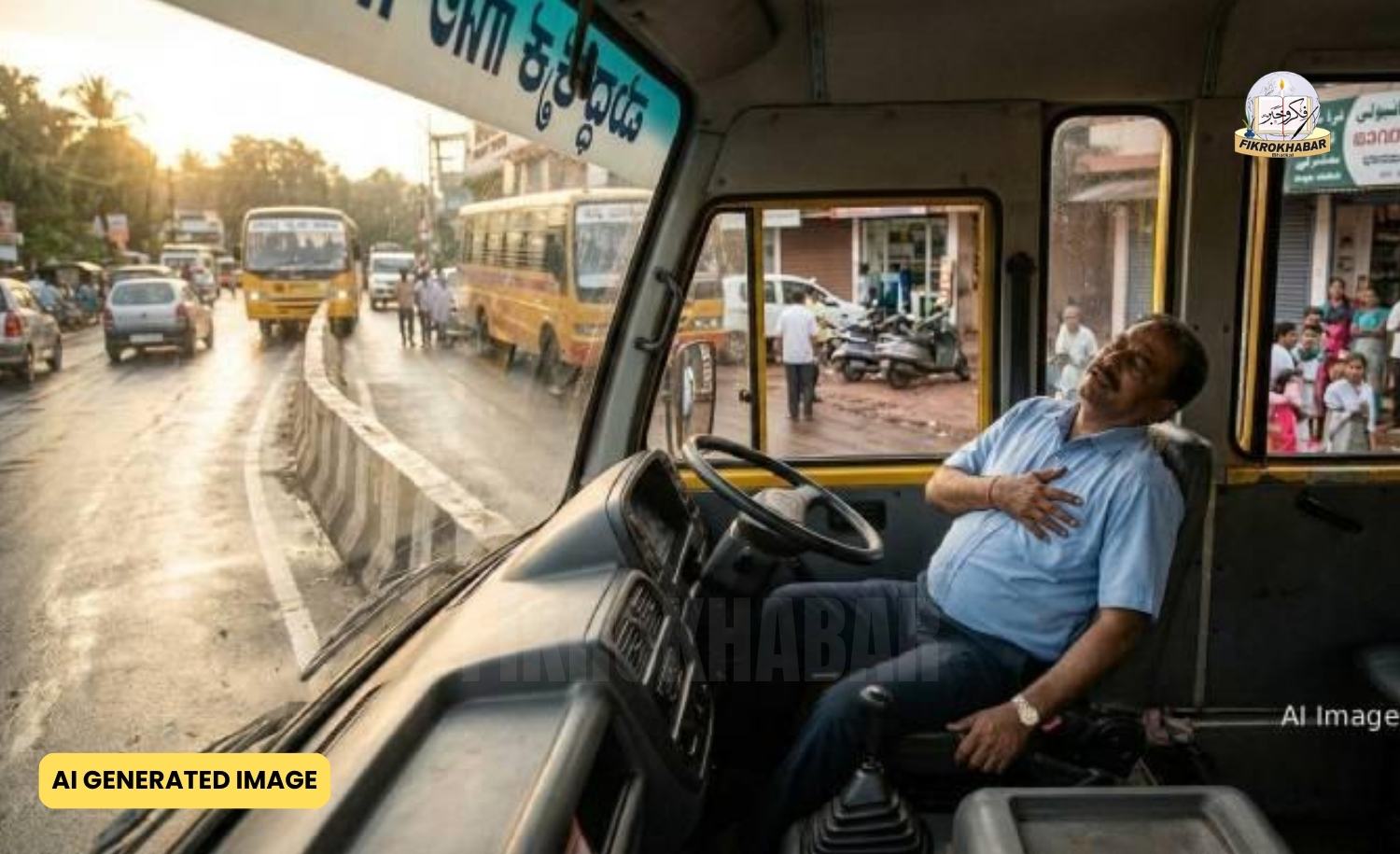 School Bus Driver Suffers Heart Attack While Driving, Quick Thinking Prevents Major Tragedy in Manipal
