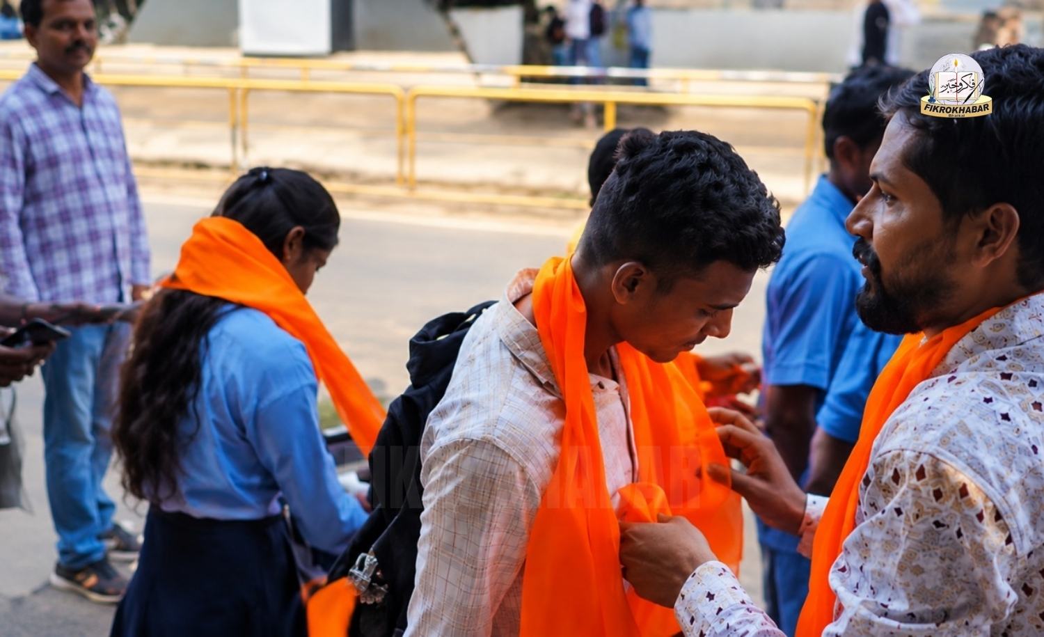 Sri Rama Sene Distributes Saffron Shawls in Hubballi Colleges After Hijab Ban Revoked