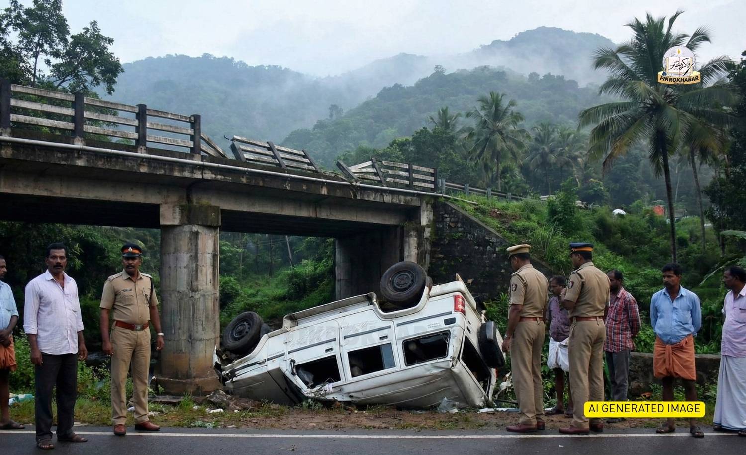 Tragic Crash in Kolar: Four Sabarimala Pilgrims Die as Car Falls Off Flyover