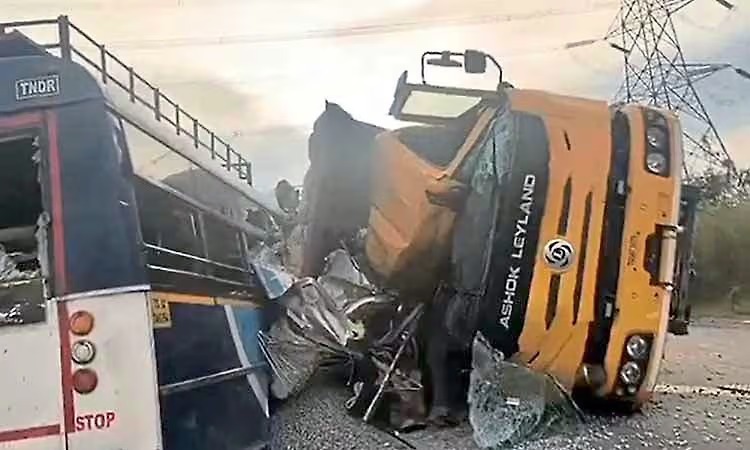 19 Dead in Tragic Bus-Truck Collision in Telangana